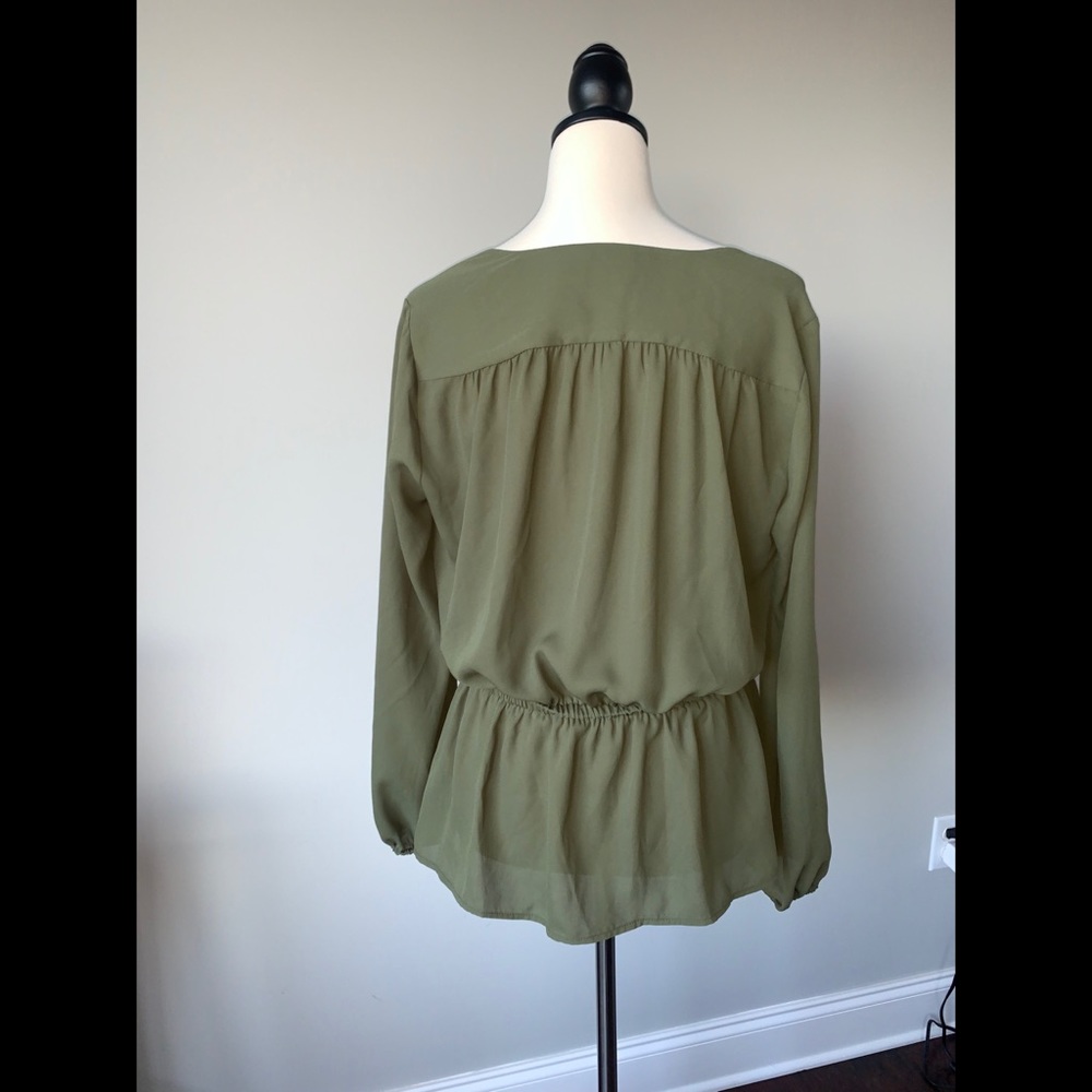 Worthington Olive Green Long Sleeve Blouse - Picture 2 of 11
